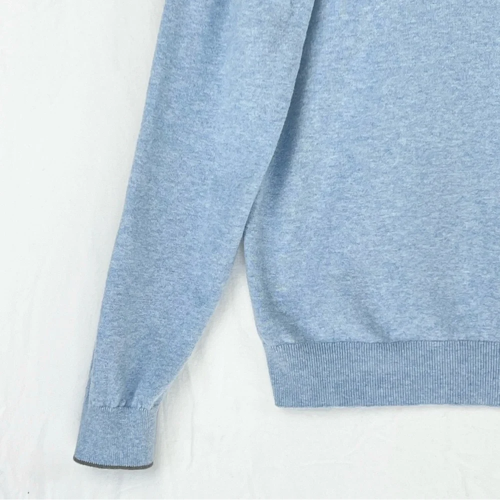 Collars & Co Blue Luxury Touch Cotton and Cashmere V-Neck Sweater Sz XL Pullover